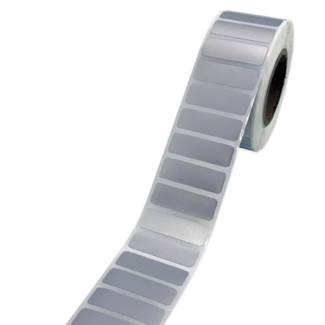 Этикетка Маркерпром LAB-T-35x12-814-1-2(40) серебристый полиэстер полугл. с усил. клеем, 35х12 мм, в рулоне 2000 шт., втулка 40 мм. mpr02182 - 1