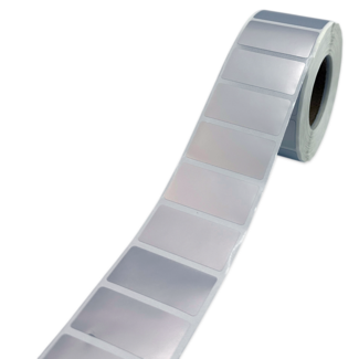 Этикетка Маркерпром LAB-T-40x20-814-1-1,5(40) серебристый полиэстер полугл. с усилен. клеем, 40х20 мм, в рулоне 1500 шт., втулка 40 мм. mpr02113 - 1